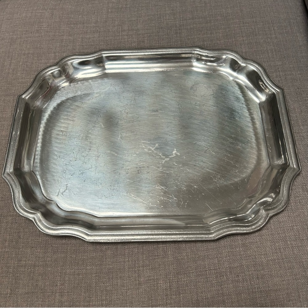 Vtg PEWTAREX YORK Aluminum Alloy Scalloped Gallic Serveware Tray #1002258